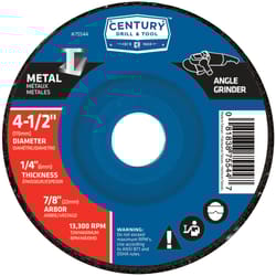 Century Drill & Tool 4-1/2 in. D X 7/8 in. Metal Grinding Wheel
