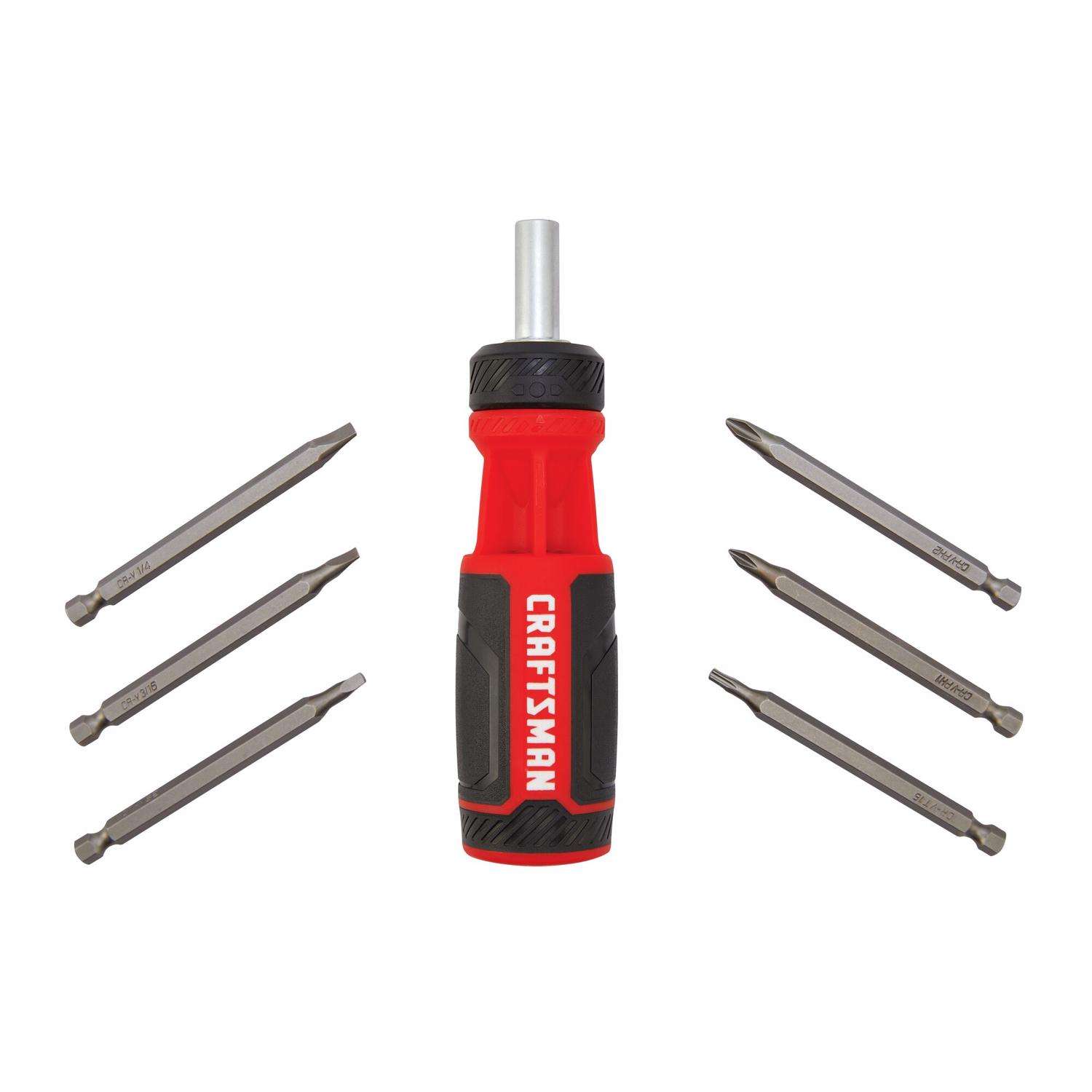 Craftsman Push-n-Pick Ratcheting Multi-Bit Screwdriver Kit, 10.6 in, 7 pc