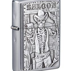 Zippo Silver Saloon Skull Emblem Lighter 1 pk