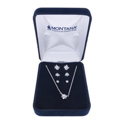 Montana Silversmiths Women's Triple Play Crystal Teardrop Silver Jewelry Sets Brass Water Resistant