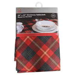 Chef Craft Black/Red Plaid Cotton Tablecloth 54 in. 54 in.