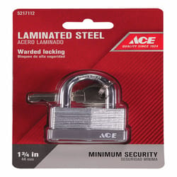 Ace 1-1/16 in. H X 1-3/4 in. W X 1 in. L Laminated Steel Warded Locking Padlock