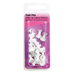 HILLMAN White Push Pins 16 pk