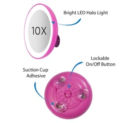 Zadro Next Generation 3.5 in. H X 3.5 in. W LED Spot Mirror Gloss Pink