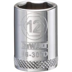 DeWalt 12 mm X 3/8 in. drive Metric 6 Point Socket 1 pc