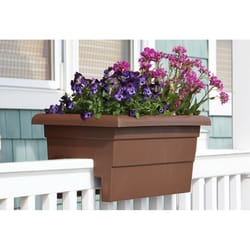 Novelty 10 in. H X 12 in. W X 24 in. D Plastic Countryside Over-The-Rail Deck Rail Planter Brown