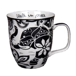 Karma Boho Black/White Ceramic Elephant Mug 3.7 in. D 1 pk