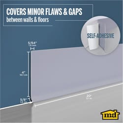 M-D Building Products 4 in. H X 0.08 in. W X 20 ft. L Self-Stick Silver Gray Vinyl Wall Base