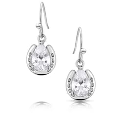 Montana Silversmiths Women's Aqua Lucky Trot Silver Earrings