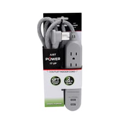 Monster Just Power It Up 4 ft. L 3 outlets Power Strip Gray