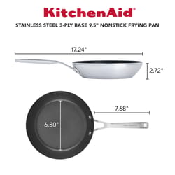 KitchenAid Brushed Stainless Steel Skillet 9.5 in. Black/Silver