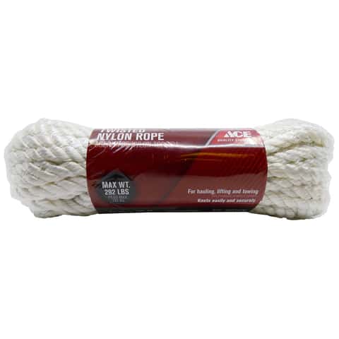 Ace 3/8 in. D X 50 ft. L White Twisted Nylon Rope Ace 3/8 in. D X 50 ft. L White Twisted Nylon Rope