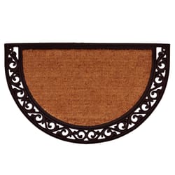 Calloway Mills Ornate Scroll 2  W X 3  L Black/Brown Semi Circle Coir Door Mat