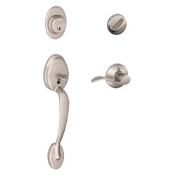 Schlage Plymouth, Accent Satin Nickel Entry Handleset 1-3/4 in.