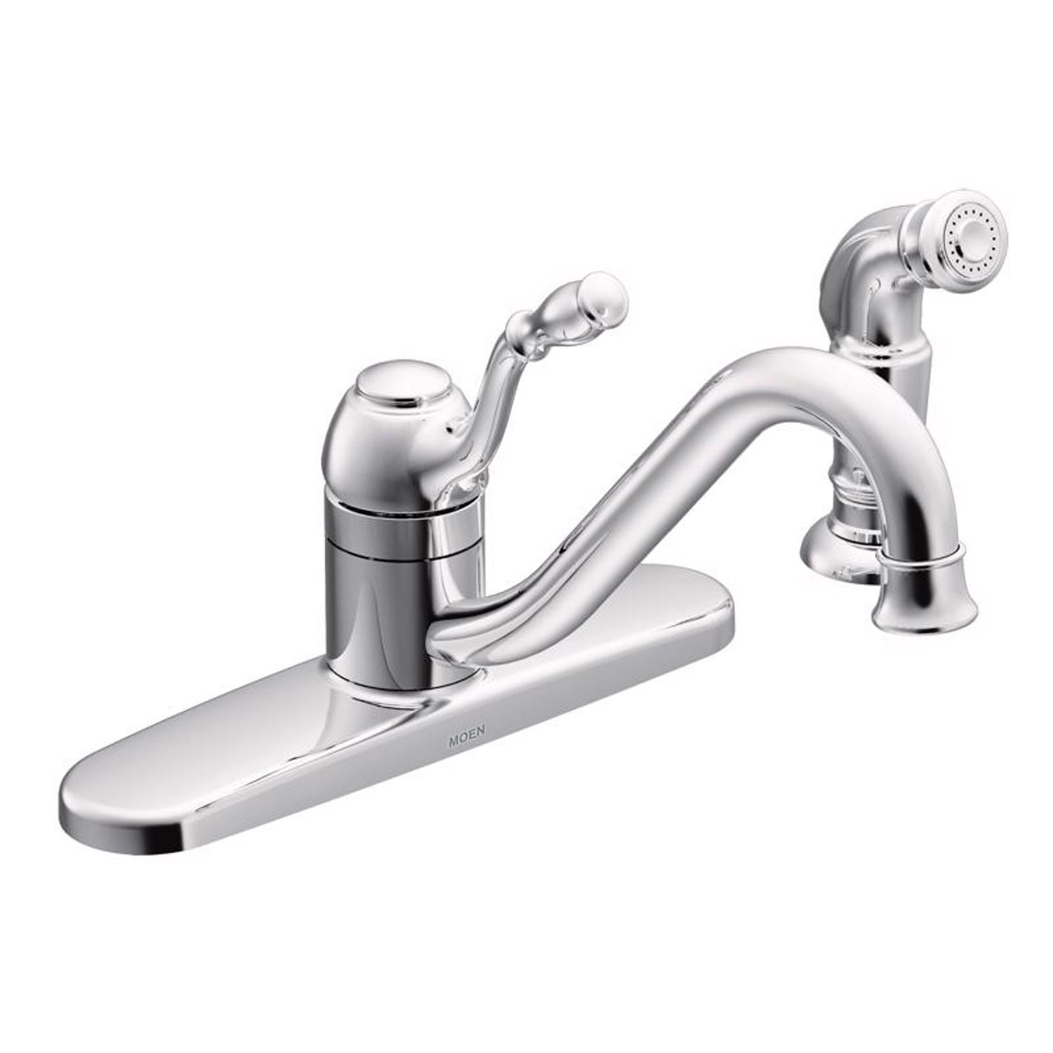 Moen Lindley One Handle Chrome Kitchen Faucet Side Sprayer Included ...