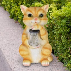 Exhart WindyWings Multicolored Resin 10.5 in. H X 6 in. L X 6 in. W Cat with Firefly Jar Statue
