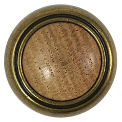 Laurey First Family Round Cabinet Knob 1-1/4 in. D Oak-Light Brass 1 pk