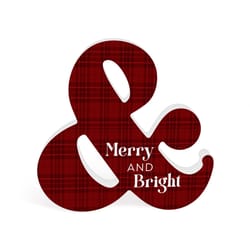 P Graham Dunn Red/White Ampersand Merry and Bright Table Decor 8 in.