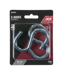 Ace Small Zinc-Plated Silver Steel 3-1/4 in. L S-Hook 240 lb 2 pk