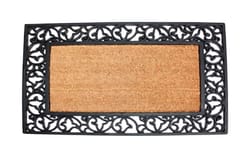 J & M Home Fashions Scroll 3.3 ft. W X 2 ft. L Brown Coconut Fiber Door Mat