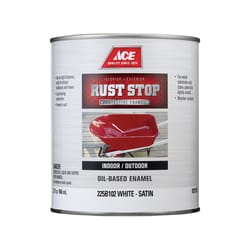 Ace Rust Stop Indoor/Outdoor Satin White Oil-Based Enamel Rust Prevention Paint 1 qt