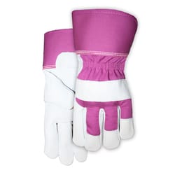 Midwest Quality Gloves M Goatskin Leather/Canvas Pink/White Gloves