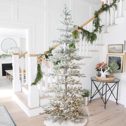 Glitzhome 9 ft. Slim LED 650 ct Pine Artificial Christmas Tree