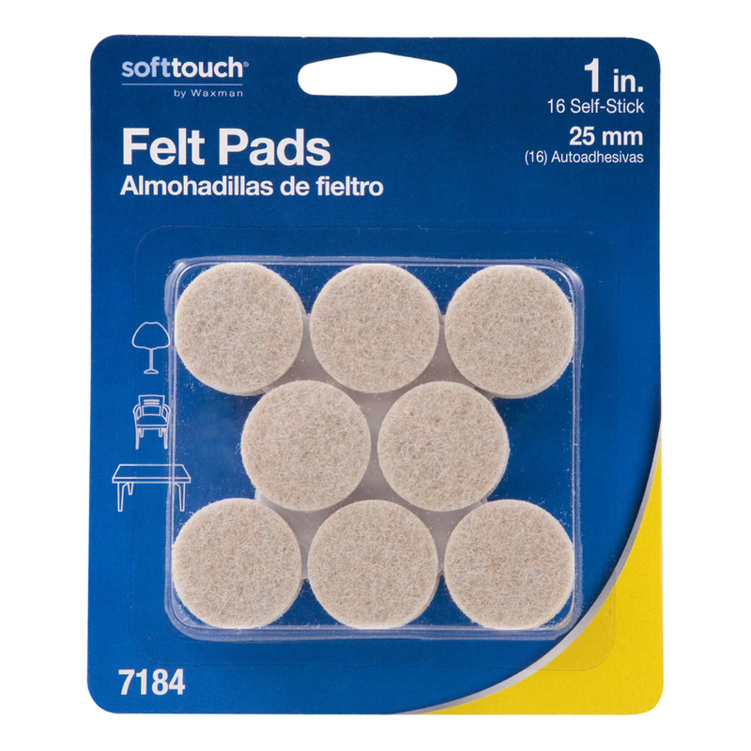 Softtouch Felt Self Adhesive Protective Pad Oatmeal Round 1 in. W X 1