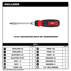 Milwaukee Hex Shank 14-in-1 Ratcheting Multi-Bit Screwdriver 10.12 in. 1 pc