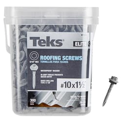 Teks Elite No. 10 X 1-1/2 in. L Hex Drive Hex Washer Head Roofing Screws 300 pk