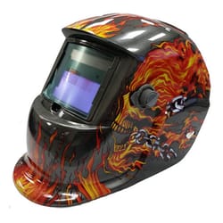 Spring Creek Products Auto-Darkening Flames/Skull Welding Helmet Multicolored 1 pc