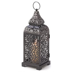 Gallery of Light Lattuce Tower 13 in. Iron Black Lantern