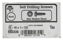 HILLMAN No. 10-16 X 1-1/2 in. L Hex Hex Washer Head Sheet Metal Screws 100 pk