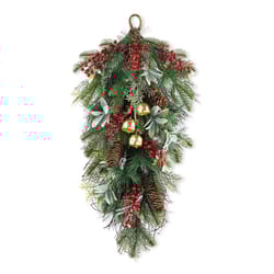 Glitzhome 1 ft. L Berry, Pinecone and Bell Wreath