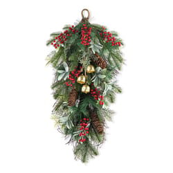 Glitzhome 1 ft. L Berry, Pinecone and Bell Wreath