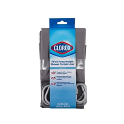 Clorox 70 in. H X 72 in. W Grey Shower Curtain W/Hooks PEVA