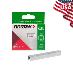 Arrow JT21 7/16 in. W X 3/8 in. L 23 Ga. Wide Crown Light Duty Staples 1000 pk