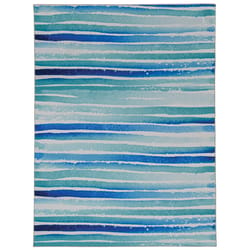 Linon Home Decor Rutgers 3 ft. W X 5 ft. L Blue/Cream Watercolor Brushstroke Polyester Accent Rug