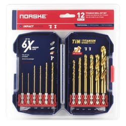 Norske Titanium HSS Drill Bit Set Hex Shank 12 pc