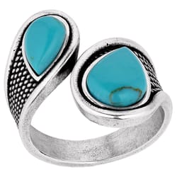 Montana Silversmiths Women's High Tides Wrap Silver/Turquoise Ring Water Resistant One Size Fits Mos