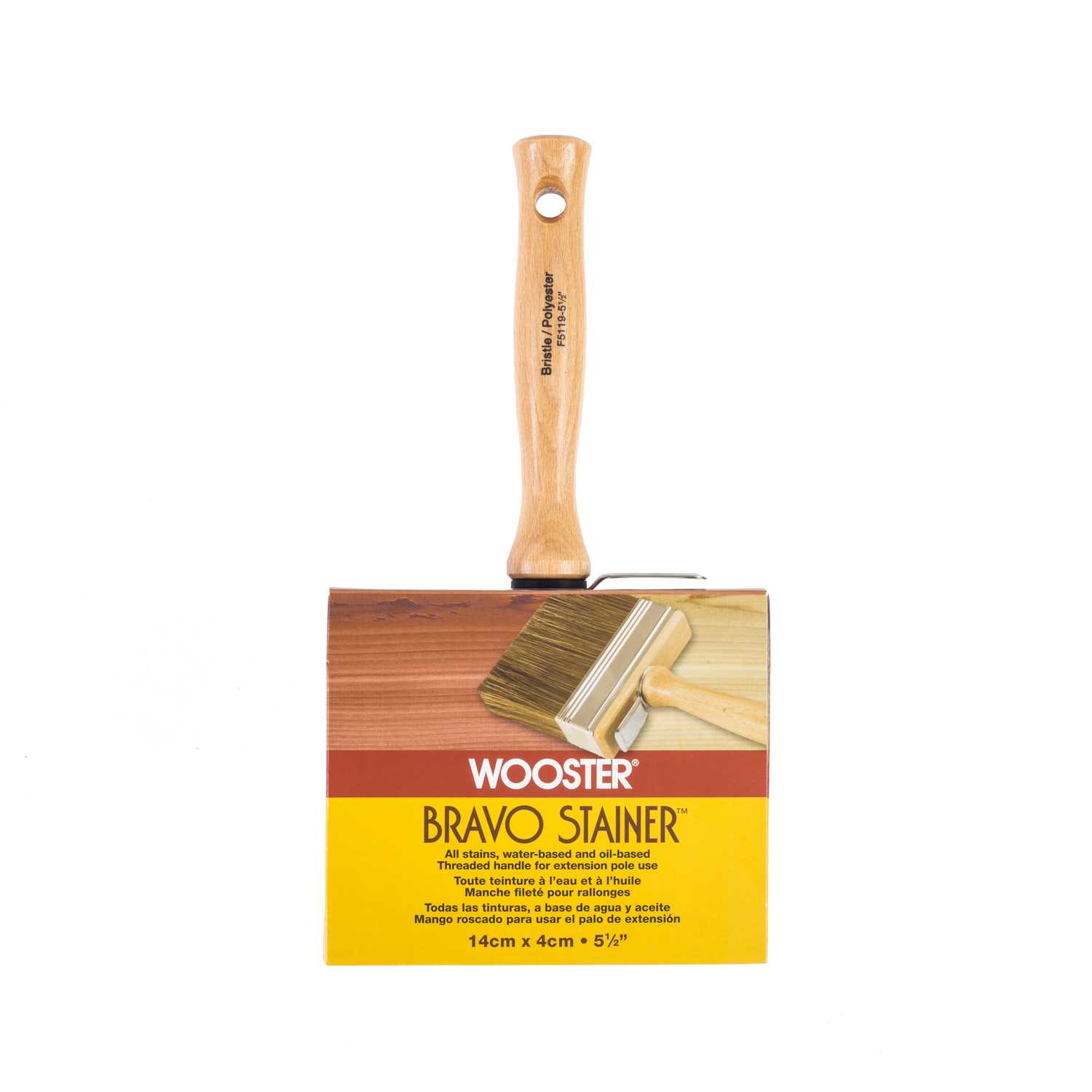 Wooster Brush Available F5119-4 Bravo Stainer Bristle/Polyester Stain Brush, 4 Inch, 4-Inch , White - Household Bristle Paintbrushes