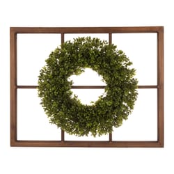 Glitzhome 22 in. H X 28 in. L Brown/Green Plastic Wreath