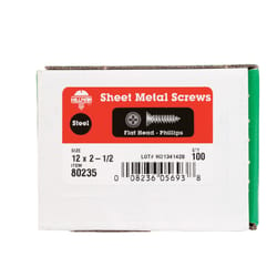 Hillman No. 12 X 2-1/2 in. L Phillips Flat Head Sheet Metal Screws 100 pk