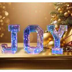 Luxe Light Decor Multicolored Iridescent Joy Letter Table Decor