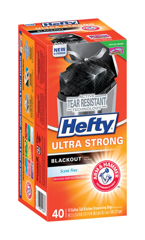 UPC 013700016677 product image for Hefty Ultra Strong 13 gal. Kitchen Trash Bags Drawstring 40 pk | upcitemdb.com