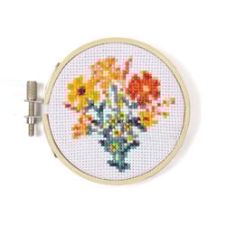 Kikkerland Flowers Embroidery Kit Cotton/Polyerster Fabric 1 pk