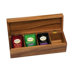 Lipper International Brown Acacia Wood Sectioned Tea Box