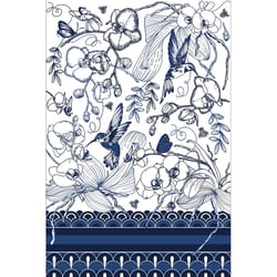 Swedish Treasures Blue/White Cotton Orchid Garden Tea Towel 1 pk