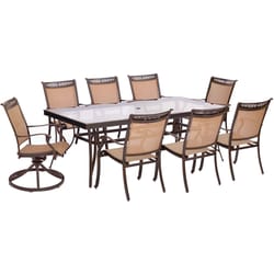 Hanover Fontana 9 pc. Brown Aluminum Fontana Patio Set