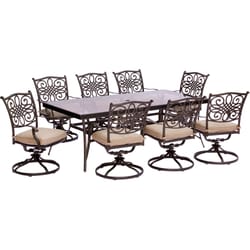 Hanover Traditions 9 pc Bronze Aluminum Traditional Dining Set Tan